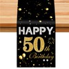 50th Birthday Table Runner, Black Gold Happy 50th Birthday Table