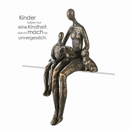 Casablanca Sculpture Edge Seater Reading Hour Poly Bronze Mother Child and Cat with Saying Pendant