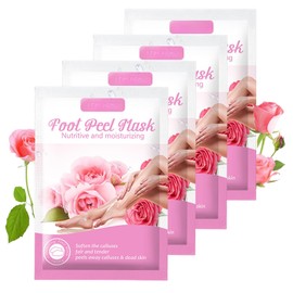 Rose Extract Foot Masks - Foot Peel Mask for Hard Skin - Foot Peeling Mask for Dry Cracked Feet - Exfoliator Peel Off Calluses - Get a Baby Soft Feet for Men & Women (4 Pairs)