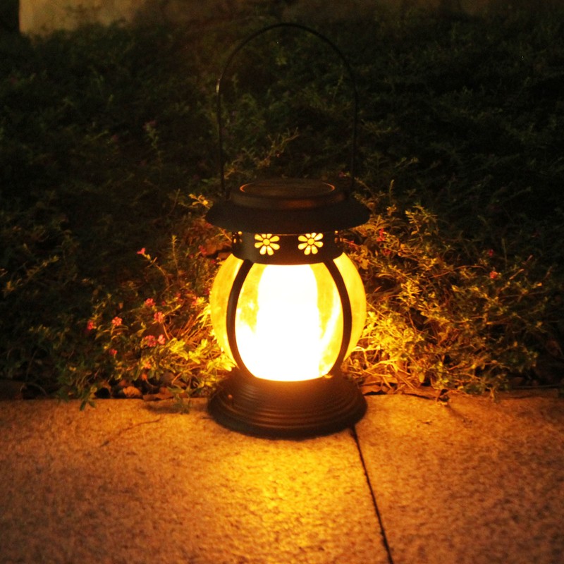 Brass Color Courtyard Solar Powered Hanging Lantern Light IP44 Waterproof