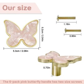 YDDXAQHB 6pcs Butterfly Handgrip Alloy Band Screws Single Hole Rotary Handgrip Decorative Door Handgrip for Kitchen 、Cabinet 、Drawer、Closet Decorat Furniture Door (Pink)