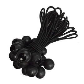 Voarge Pack of 25 Tarpaulin Tensioners, Tent Tensioners, Rubber Tensioners with Ball, Tarpaulins, Posters, Advertising Banners, Construction Fence Tarpaulins, etc., 20 cm, Black