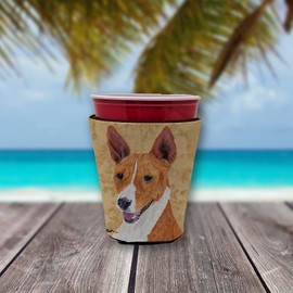 Caroline's Treasures SC9124RSC Basenji Red Cup Hugger Cup Cooler Sleeve Hugger Machine Washable Drink Sleeve Hugger Collapsible Insulator Beverage Insulated Holder