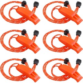 6Pcs Emergency Whistle,Safety Survival Whistles,Loud Floating Whistle with Adjustable Reflective Lanyard,for Boating,Swimming,Water Survival,Camping,Climbing,Hiking