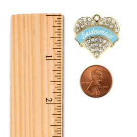 Inspired Silver - Light Blue Bridesmaid - Gold Braided Bracelet for Women - Pave Heart Charm Bracelet Jewelry Gift with Cubic Zirconia - Women's Charm Bracelet with Lobster Claw Clasp