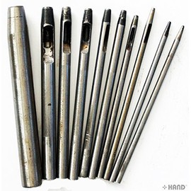 HAND ® Set of 10 Round Hole Leather Craft DIY Eyelet Hollow Punch - Sizes 0.8, 1, 1.5, 2, 2.5, 3, 3.5, 4, 5, 8 mm