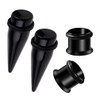 HEKEUOR 1/2" 12mm Black Acrylic Tapers + Stainless Steel Black