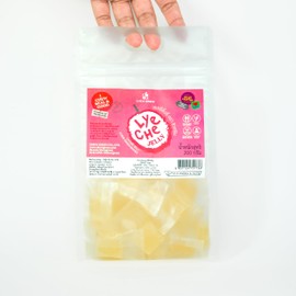 CHEW GREEN Lychee Bliss Gummies 7 oz (200g) Thai Natural Gummy Chewy Candy | Thai Fruit Dessert, Delicate, Plant-Based, Chewy Texture, No Artificial Color Fruit, (Pack1)