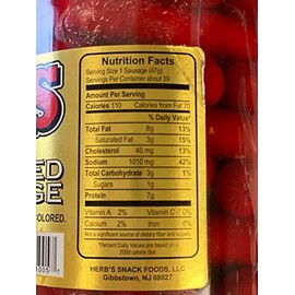 Herb's Snack Foods Pickled Hot Sausage Beef & Chicken No Pork In a Brick Grocery Box (39 CT, 64 Oz.)