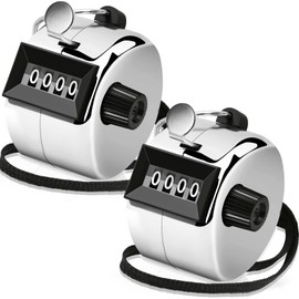 Decymis 2 Pack Clicker Counter, Metal Hand Tally Counter Clicker, 4 Digit Mechanical Palm Click Counter for Counting Numbers, Coaching, Sports Events Count