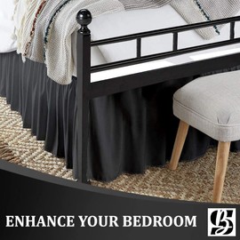 SKY BEDDINGS - Falda de cama con volantes de tamaño individual con esquinas divididas, falda de cama de 12 pulgadas con volantes y plataforma de cobertura de tres lados, 100% microfibra, gris oscuro