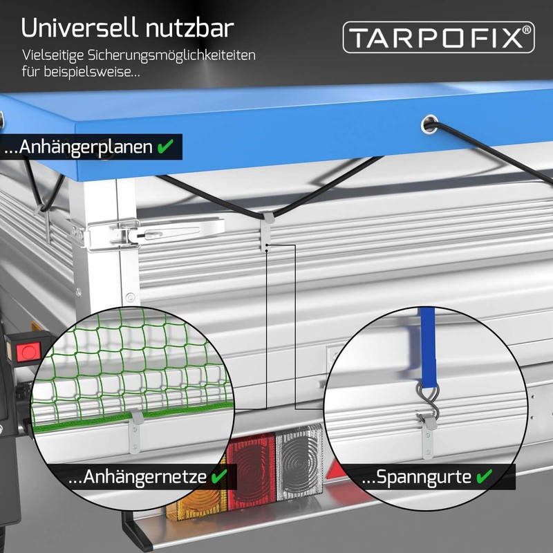 Tarpofix® Tarpaulin Hooks, Net Hooks with Rivets for Trailer Tarpaulin