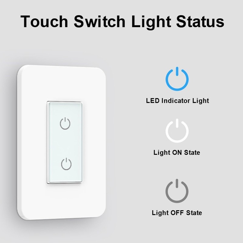 Nexete Smart Dual Light Switch - 2 in 1 Single