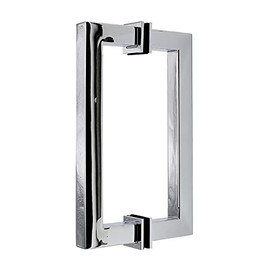 Top Hardware Stainless Steel 304 Grade Tubular Back to Back Shower Door Pull Handle (8-Inch, Square, Mirror Chrome Finish SSSP203M)