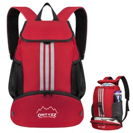 ONTYZZ Sports Backpack with Drawstring Closure Basketball Backpack Backpack Multifunctional Bag with Shoe Compartment Yoga Swim Beach Bag for Basketball Football Swimming Gym,Red Basics style