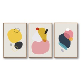 SIGNFORD 3 Piece Framed Canvas Home Artwork Decoration Abstract Color Block Canvas Wall Art for Living Room, Bedroom - 24"x36"x3 Panels