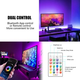 Mexllex LED TV Backlights for 43''-55'' TV with Remote App Control LED TV Backlight Color Changing RGB LED Strip USB Powered (APP Control+ Remote)