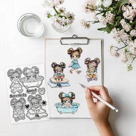 GLOBLELAND Lady's Daily Clear Stamp for Scrapbooking Woman Special Day Silicone Stamps Have A Nice Day Transparent Stamp for Card Making DIY Embossing Journaling