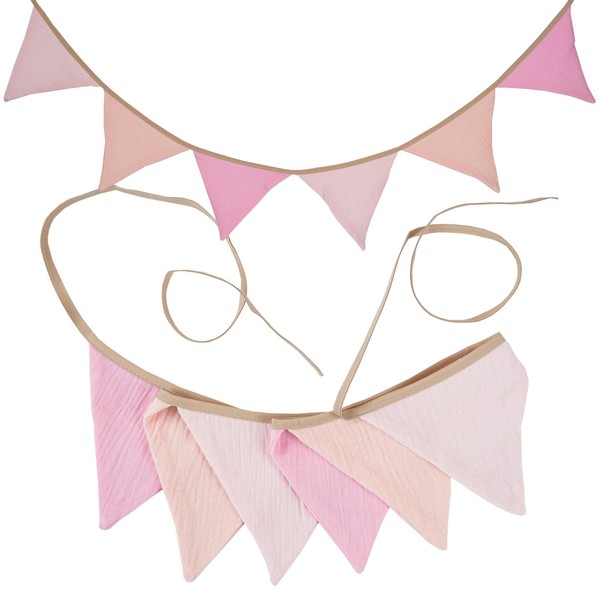 G2PLUS Nursery Fabric Bunting, Baby Bunting for Nursery, 6PCS Double