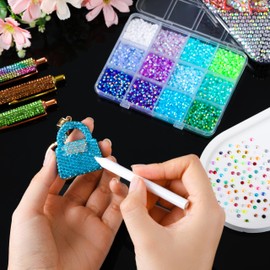 LERBOU Bedazzling Kit – 8 Boxes 3D Nail Art Accessories: 60 Colors Resin Rhinestones, Resin Flowers, Resin Bowknot & Mixed Decorations, 12-Grid Storage, Multi-Colored DIY for Manicure & Nail Art