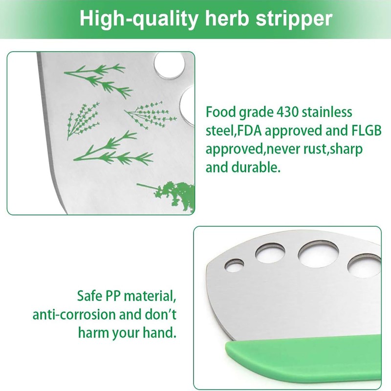 Herb Stripper, 9 Hole Stainless Steel Herb Cutter Leaf Stripper