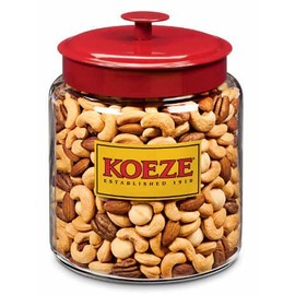 Koeze Mixed Nuts with Macadamias - 4.25 lb. Crowd Pleaser Jar - Contains: Colossal Cashews, Southern Pecans, White Macadamias and California Almonds. Roasted and Salted Jumbo Cashews - Perfect for Christmas Gifting, celebrations, birthdays, holidays and more!