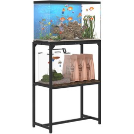 Mondazie 20 Gallon Fish Tank Stand, Upgraded Height Aquarium Stand Table with 2 Tiers Storage Shelf, Metal Reptile Breeder Turtle Terrarium Stand Rack for Home Office, 24" L x 12" W x 32.2" H, Black