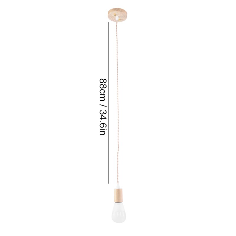 E27 Vintage Country Style Black Simple Wood Pendant Ceiling Lamp