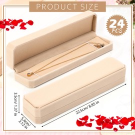 Batiyeer 24 Pcs Velvet Bracelet Box bulk Jewelry Chain necklace box Bracelet Storage Case Long Travel Jewelry Case for Pendant display Valentines Wedding Engagement, 8.86 x 2.13 x 1.38 inch(Beige)