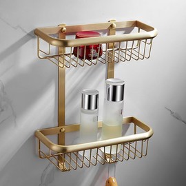 Bathroom Accessories Brass Hardware Set, Shower Organizer, Large Capacity Bathroom Organizers and Storage, Kitchen & Home Decor, Bath Decor&Essentials