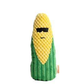 Puffy Crew Squeaky Dog Plush Toy, Bite_Stick Collection, 8'', for Small and Medium Dogs (Corn)