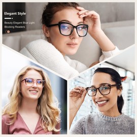 EASY READ 2 Pack Reading Glasses for Women,Cat Eye Blue Light Blocking Computer Readers with Spring Hinge(Magnification 3.00,Black/Tortoise)