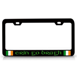 Custom Brother - Erin GO Bragh Ireland Irish Metal Car SUV Truck License Plate Frame Bl j46