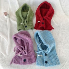 Imported Kids Fall/Winter Balaclava Hat with Integrated Scarf lf2387 - Free Size 48-53cm) Pink 3ea