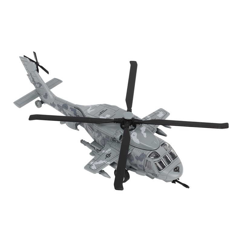 Diecast Metal Helicopter Model Sound Light Pullback Alloy Fighter Aircraft