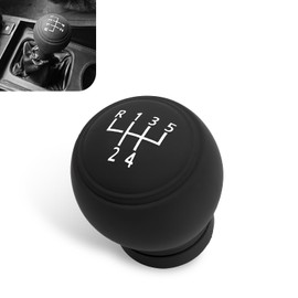 Shakas Car Gear Shift Knob Cover, High Tear Resistant Flexible Soft Silicone 5-Gear Round Manual Shifter Cover, Tuning Replacement Parts, Compatible with Peugeot Old Hyundai (Black)