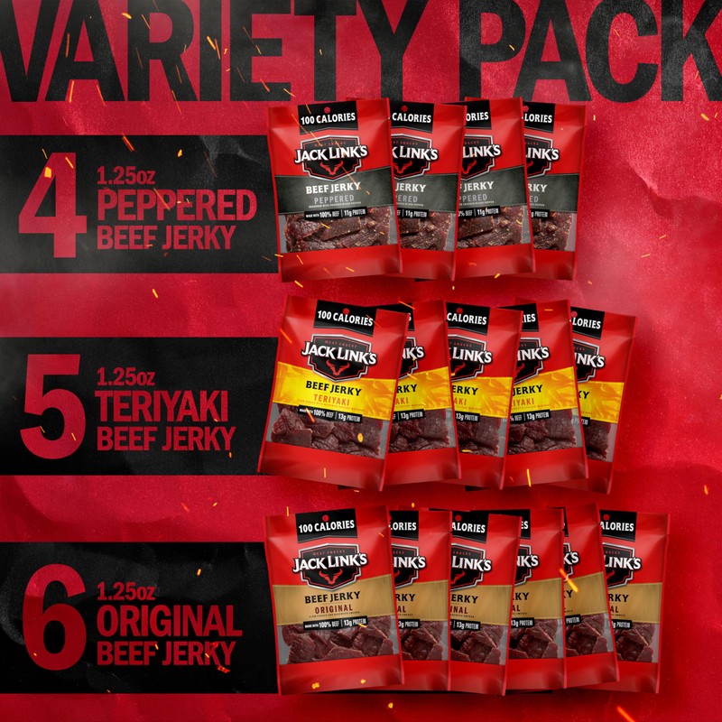 Jack Link's Beef Jerky Variety Pack – Includes Original, Teriyaki