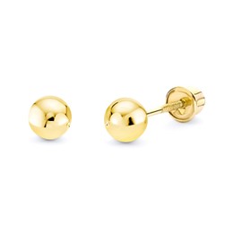 Wellingsale 14K Yellow Gold Polished 4mm Ball Stud Earrings With Screw Back
