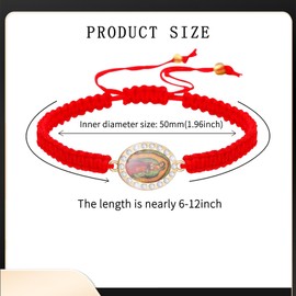 MESARCH 6Pcs/12Pcs Rhinestone Virgen de Guadalupe Bracelet Handmade Adjustable Red Rope Religion Protection Bracelet for Women Friendship Prayer Bracelet, Free size, Nylon, Rhinestone