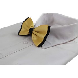 Mens Yellow Gold Two Tone Layered Bow Tie Yellow Gold, Black
