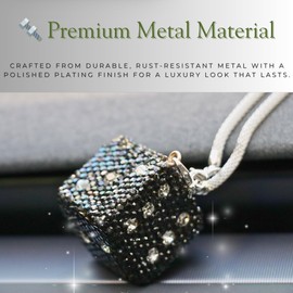 MOTOFITOOL Creative Hanging Dice with Dots Car Rearview Mirror Charm, Bling Car Charm, Rear View Mirror Accessories, Stylish Auto Interior Decor(Black)