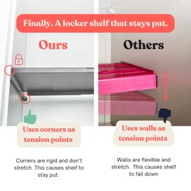 Home in Bold Metal Adjustable Locker Shelf | Heavy Duty Powder-Coated Steel Locker Organizer for School & Gym (Small - Max 16.5")