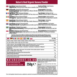 Natures Root Nature's Root Organic Banana Powder - Vegan and Gluten Free | Natural Source of Fibre Vitamins and Minerals | Nutrient Rich Superfood | Resealable Pouch (125g)