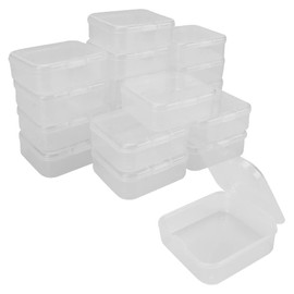 Storage Box for Small Items, Square, with Lid, Plastic, Clear, Parts Storage, 2.2 x 2.2 inches (5.5 x 5.5 cm), 18 Pieces
