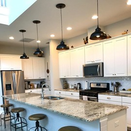 Lightess Black Pendant Light Dimmable, Industrial Hanging Lights Metal Barn Farmhouse Kitchen Lighting Edison Ceiling Mount Fixture, OLL466