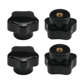 Othmro M5 Black Handle 32mm Galvanized Star Head Female Screw Type Clamp Knob Bakelite Pack of 4