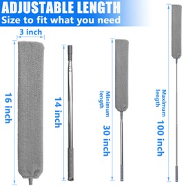 100" Retractable Gap Dust Cleaner Cleaning Tools, Under Appliance Cleaning Gadgets, Microfiber Gap Duster, Underneath Cleaning Tools for Fridges, Couch, Stove, Bed, Furniture