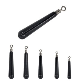 Reaction Tackle Tungsten Drop Shot (Black, Skinny, 3/8)- Tie on