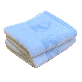 Imabari Towel Face Towel, Panda Pattern, Set of 2, Blue, Approx. 13.4 x 31.5 inches (34 x 80 cm), Made in Japan, Skin-friendly, Water Absorbent, Fluffy, Cotton