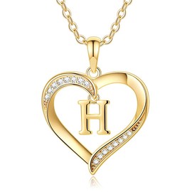 TINGN Women's Gold Chain Necklace, Women's Gold, Gold Chain Women, Chain Gold Ladies, Jewellery Ladies, Chain Heart, Necklace Women, Gifts for Women, Necklace with A-Z Letters, Brass